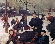 Hans Baluschek Kohlenfuhren oil